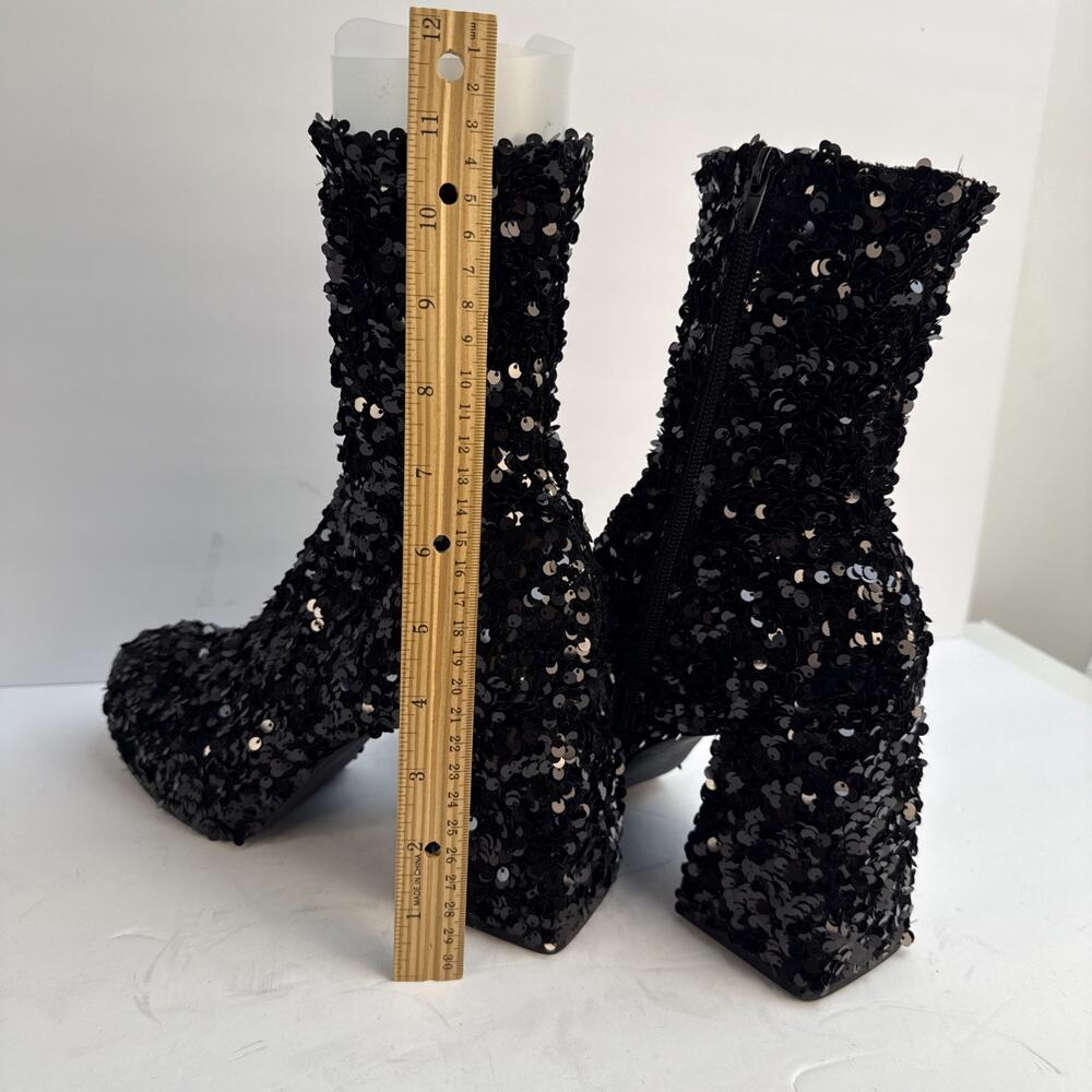 Abound‎ Women's Size 7M Black Sequin Side Zip Platform Ankle Boots NWOB - Picture 7 of 11